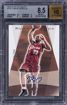 2003-04 UD SP Authentic "Rookie Authentics" Autograph #148 LeBron James Rookie Card (#480/500) – BGS NM-MT+ 8.5/ BGS 10
